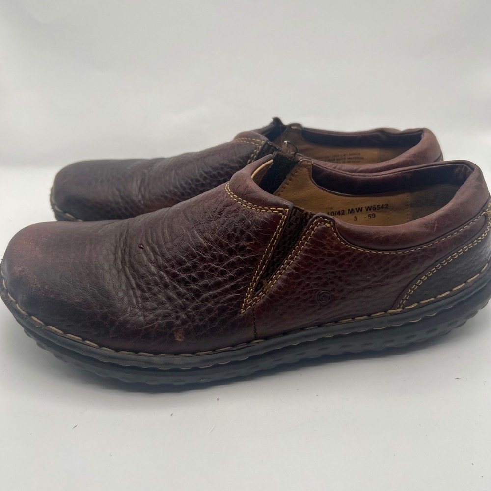 Born Glen Mens Brown Leather Slip On Loafers Driving Casual Shoes 10